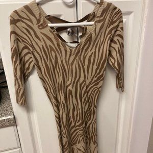 Joyce Leslie Sweater Dress Brown and Beige Zebra Pattern